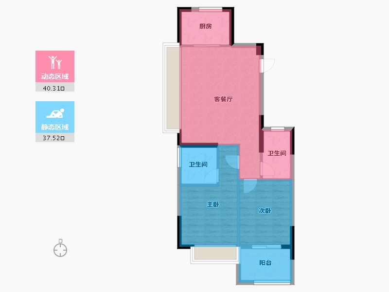 浙江省-嘉兴市-绿城濮园-70.04-户型库-动静分区