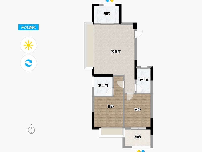 浙江省-嘉兴市-绿城濮园-70.04-户型库-采光通风