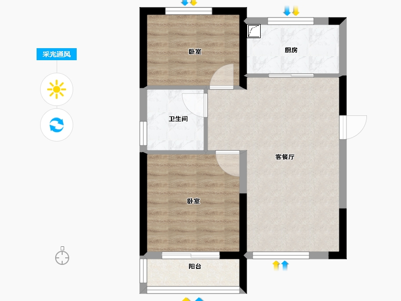 山东省-济南市-山钢鸿悦华府-54.00-户型库-采光通风