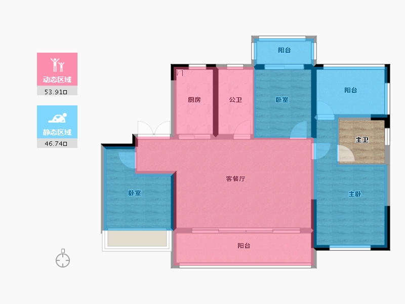 河南省-郑州市-天伦城​-94.40-户型库-动静分区