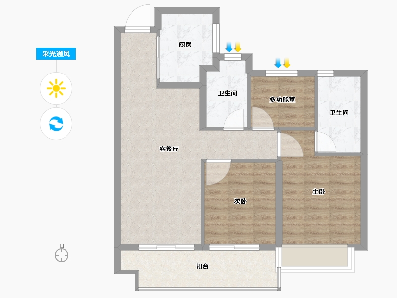 浙江省-嘉兴市-悦湖里-71.20-户型库-采光通风