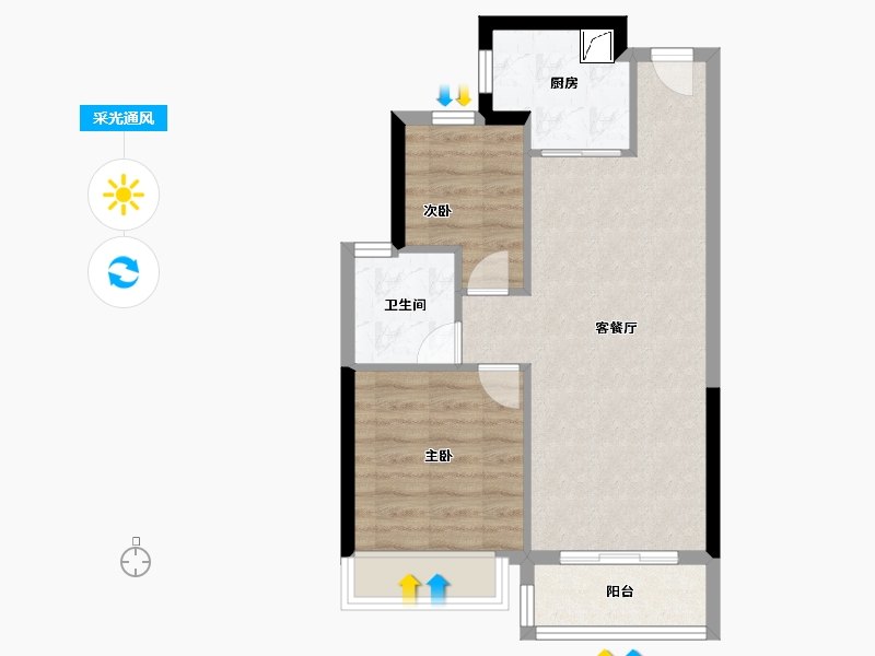 广东省-珠海市-华发琴澳新城银景湾-55.20-户型库-采光通风