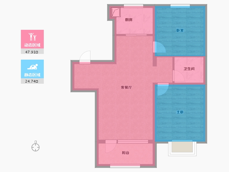 辽宁省-大连市-碧桂园·熙山郡-64.09-户型库-动静分区