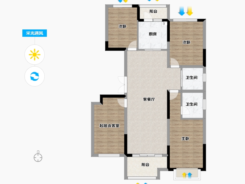 河南省-郑州市-兴港永威·和园​-112.01-户型库-采光通风