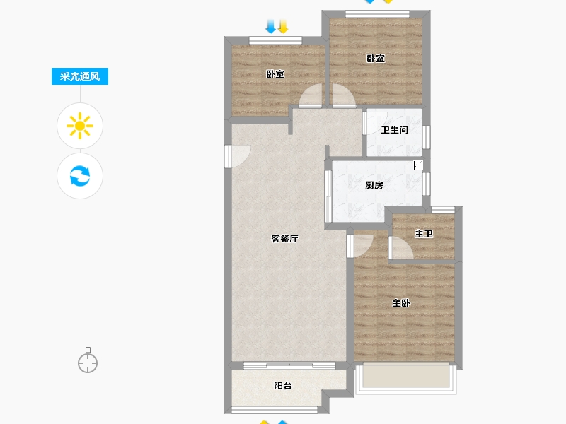 河南省-郑州市-中骏华信·璟悦-78.41-户型库-采光通风