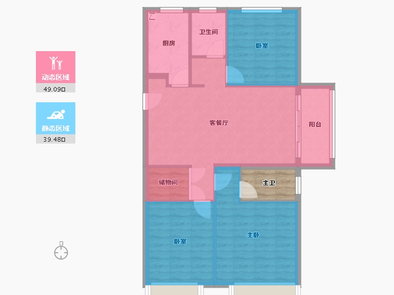 河南省-郑州市-中骏华信·璟悦-83.88-户型库-动静分区