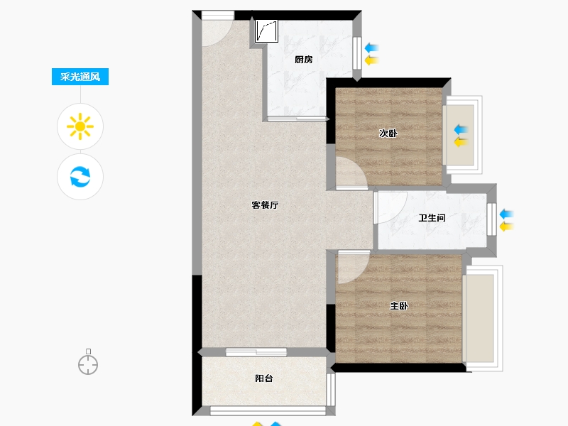 广东省-珠海市-双瑞藏珑湾-60.00-户型库-采光通风