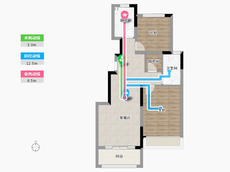 河南省-郑州市-兴港永威·和园​-64.70-户型库-动静线