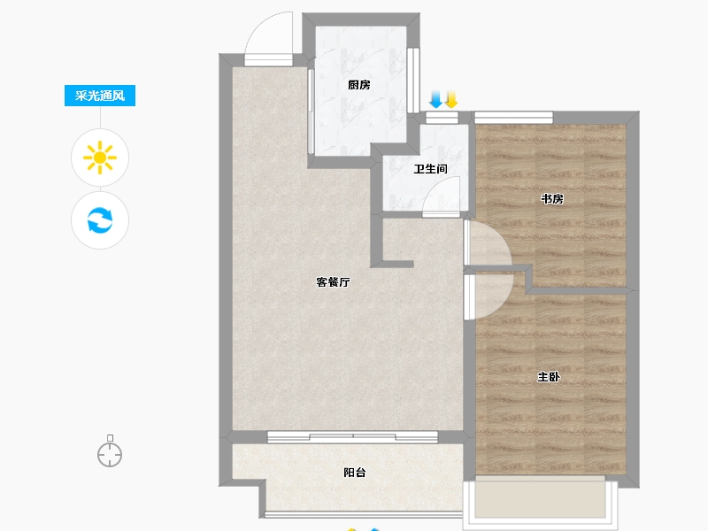 浙江省-嘉兴市-悦湖里-60.00-户型库-采光通风