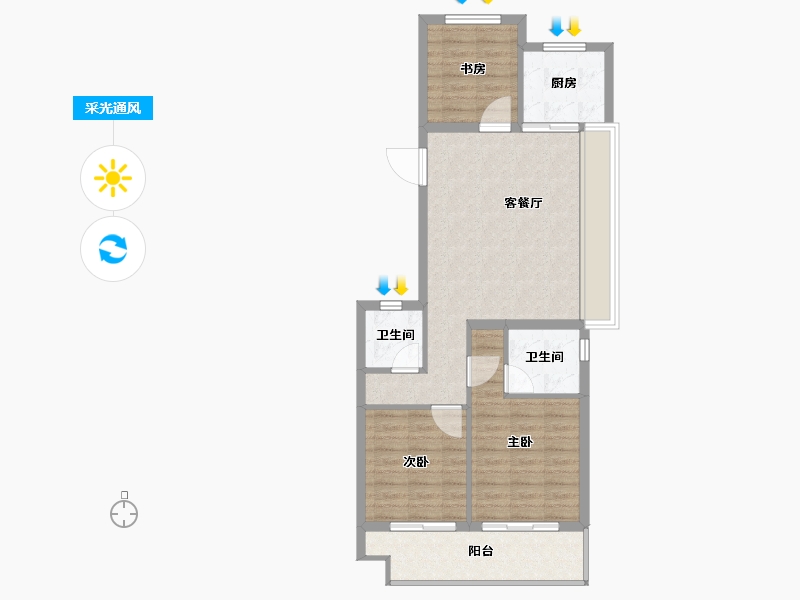 浙江省-嘉兴市-悦湖里-75.99-户型库-采光通风