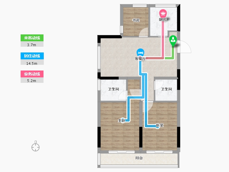 浙江省-嘉兴市-绿城濮园-81.60-户型库-动静线