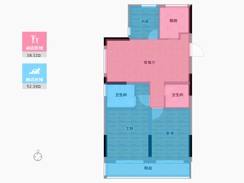 浙江省-嘉兴市-绿城濮园-81.60-户型库-动静分区