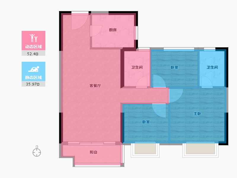 浙江省-嘉兴市-碧桂园·蔚蓝-80.00-户型库-动静分区