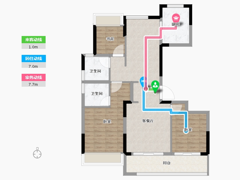 浙江省-嘉兴市-绿城濮园-92.80-户型库-动静线