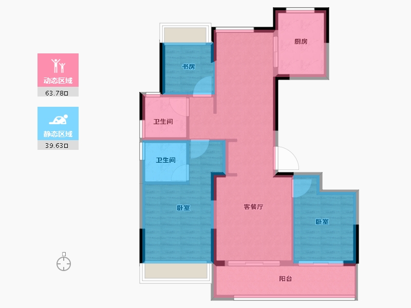 浙江省-嘉兴市-绿城濮园-92.80-户型库-动静分区