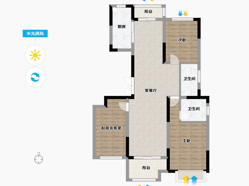 河南省-郑州市-兴港永威·和园​-97.61-户型库-采光通风