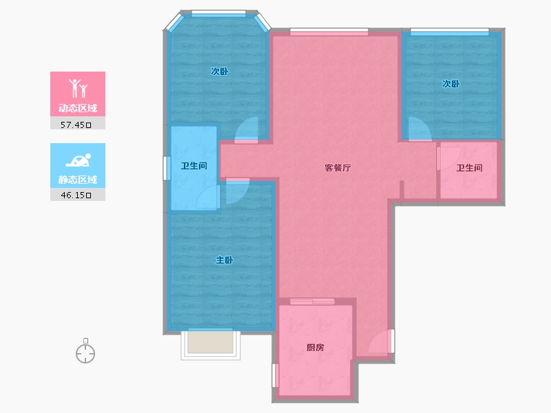 辽宁省-大连市-大连融创壹号院-93.34-户型库-动静分区