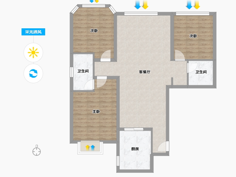 辽宁省-大连市-大连融创壹号院-93.34-户型库-采光通风