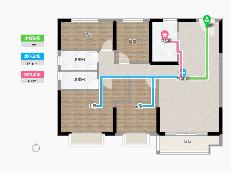 浙江省-嘉兴市-碧桂园·蔚蓝-105.00-户型库-动静线