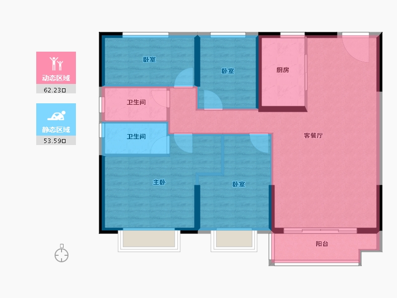 浙江省-嘉兴市-碧桂园·蔚蓝-105.00-户型库-动静分区