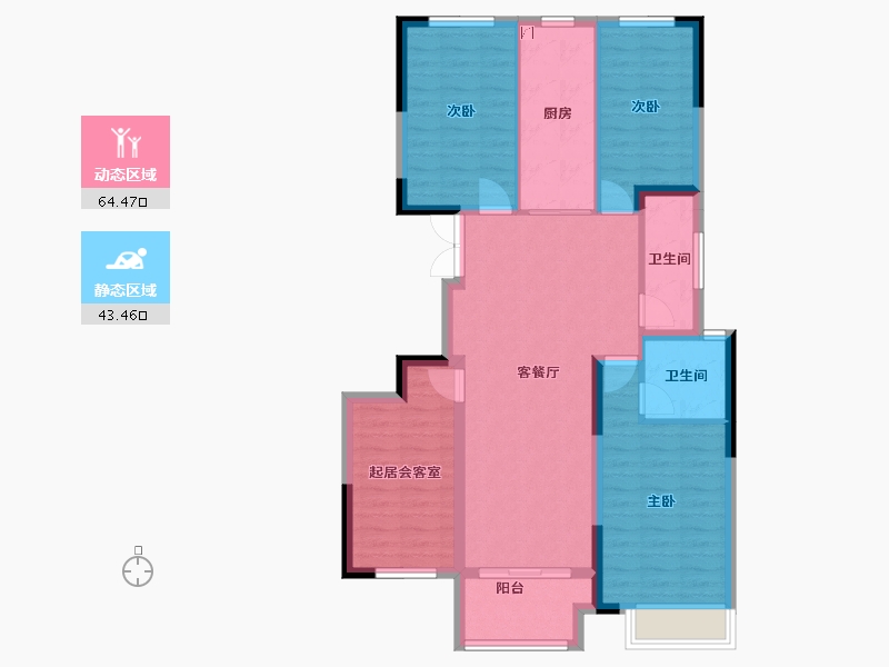 河南省-郑州市-兴港永威·和园​-96.80-户型库-动静分区