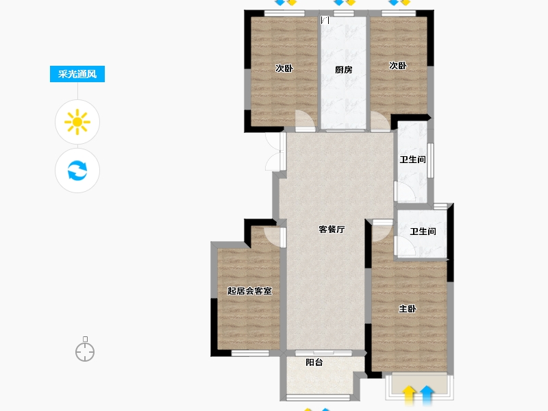 河南省-郑州市-兴港永威·和园​-96.80-户型库-采光通风