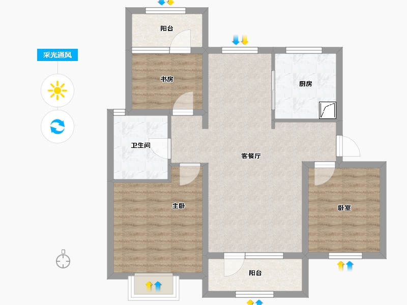 辽宁省-大连市-中海公园上城-82.40-户型库-采光通风