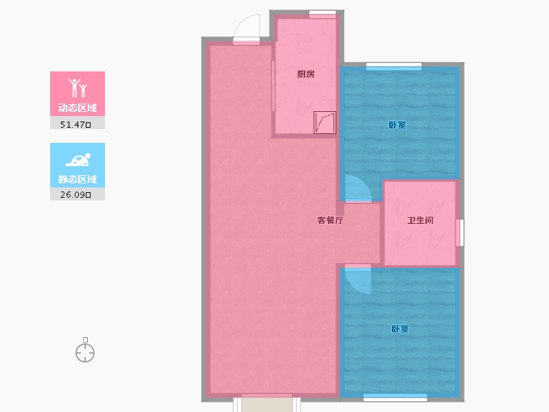 辽宁省-大连市-中海公园上城-69.67-户型库-动静分区