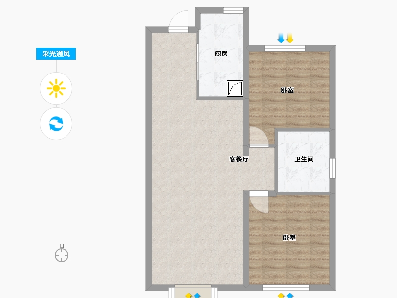 辽宁省-大连市-中海公园上城-69.67-户型库-采光通风