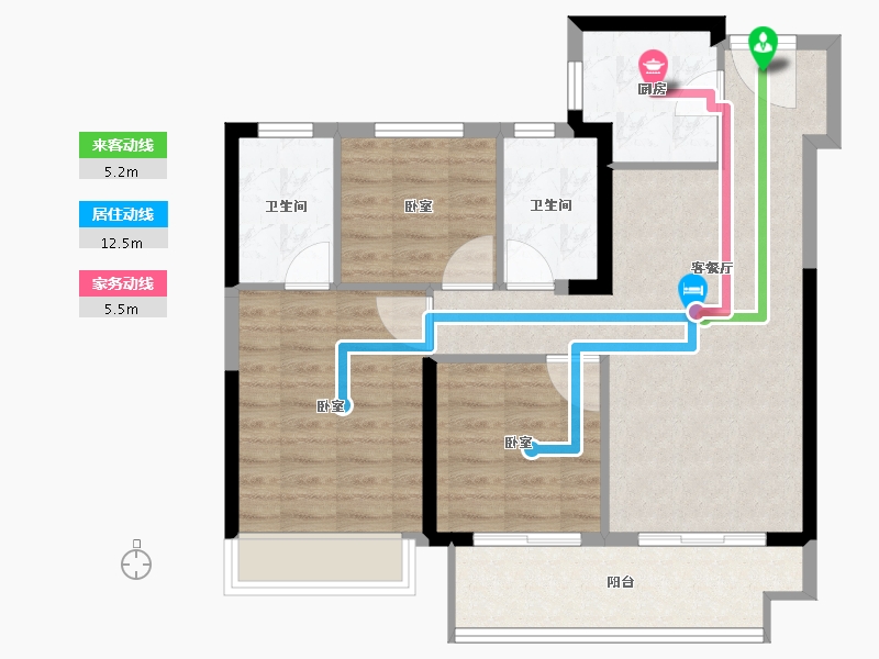 浙江省-嘉兴市-悦宸里-78.40-户型库-动静线