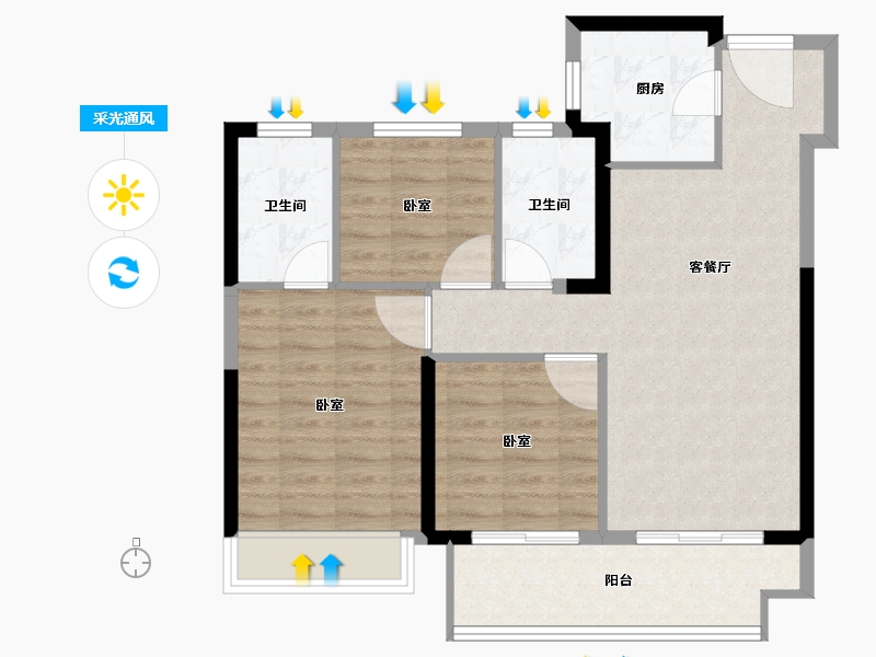 浙江省-嘉兴市-悦宸里-78.40-户型库-采光通风