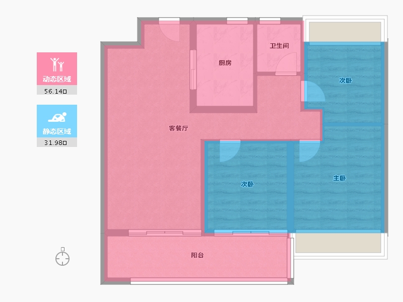 江苏省-南通市-崇明岛紫竹园-79.20-户型库-动静分区