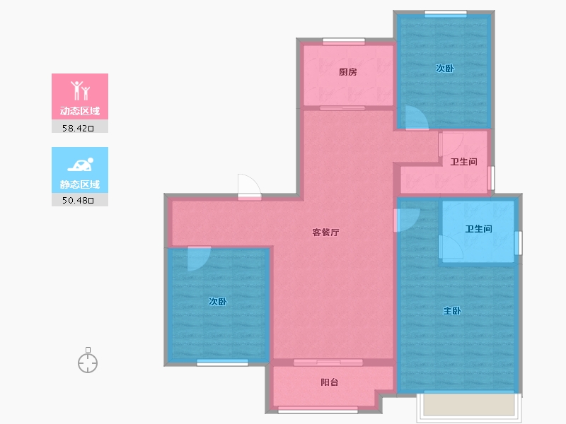 山东省-济南市-绿地新里璞园-97.60-户型库-动静分区