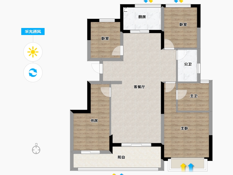 河南省-郑州市-天伦城​-104.00-户型库-采光通风