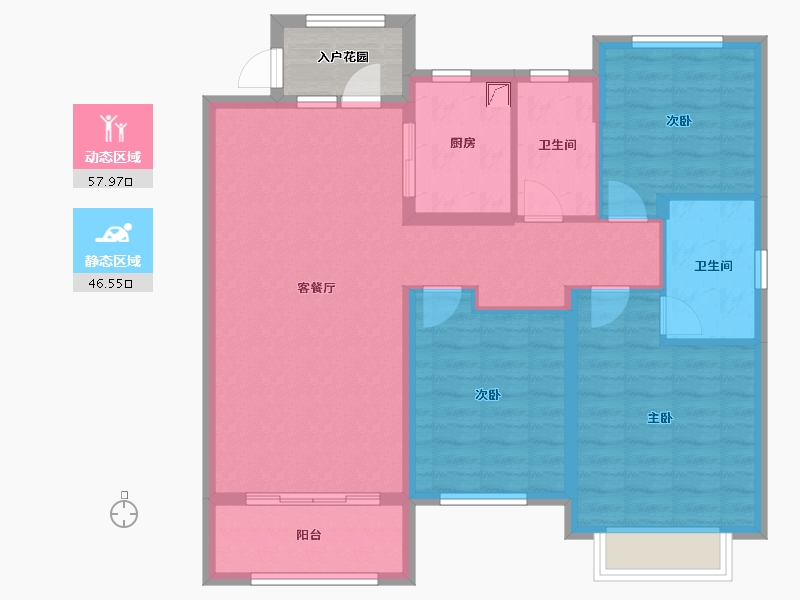 山东省-济南市-绿地新里璞园-97.60-户型库-动静分区