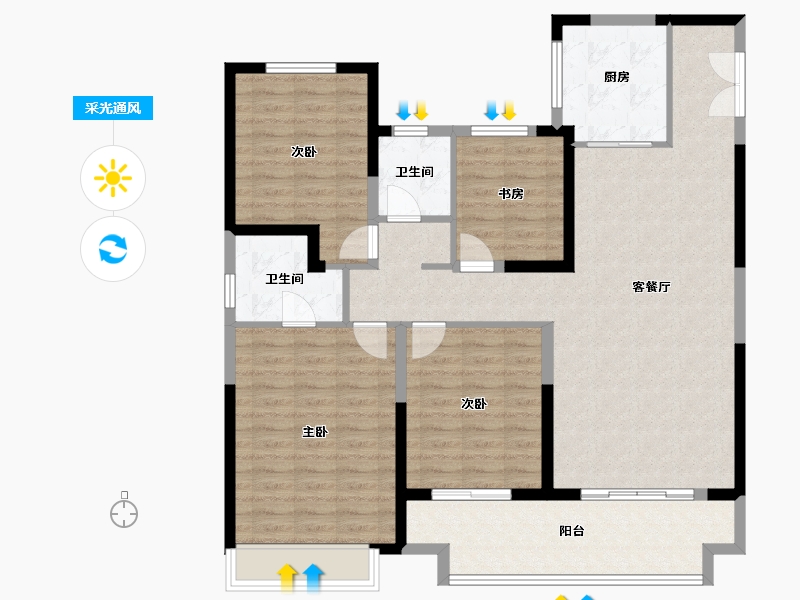 山东省-济南市-金地湖城风华-119.21-户型库-采光通风