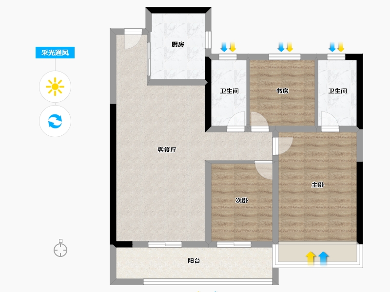 江苏省-南通市-中骏世界城丨FUNWORLD-84.00-户型库-采光通风