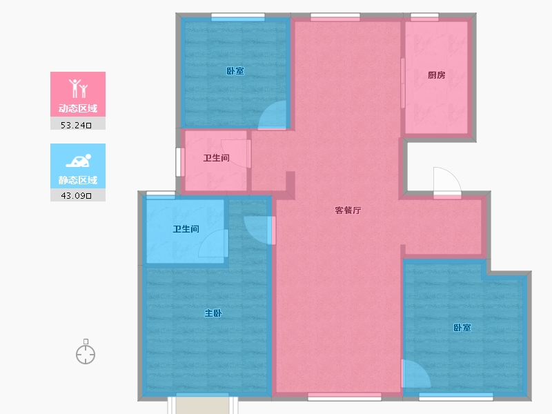 辽宁省-大连市-大华公园世家-86.40-户型库-动静分区