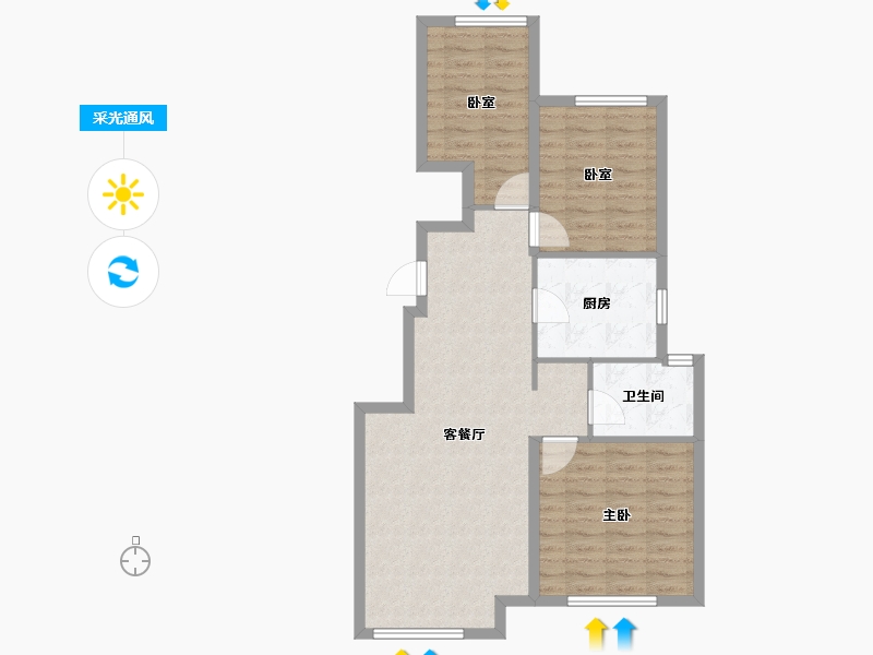 辽宁省-大连市-中海公园上城-80.00-户型库-采光通风