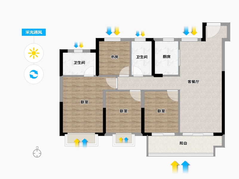 浙江省-嘉兴市-悦宸里-100.00-户型库-采光通风