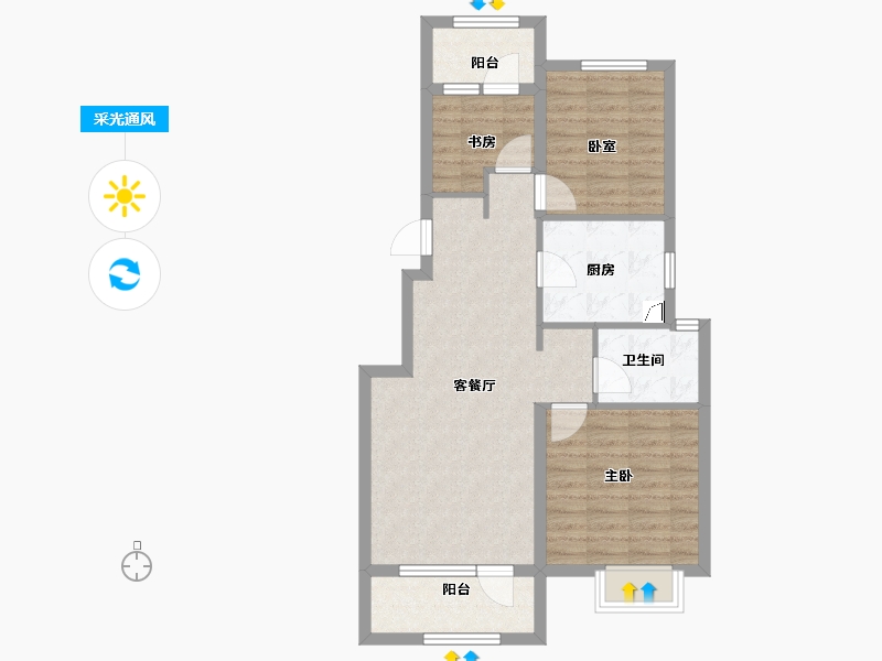 辽宁省-大连市-中海公园上城-75.76-户型库-采光通风