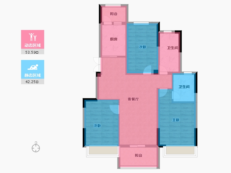 江苏省-南通市-首开紫宸江湾-84.89-户型库-动静分区