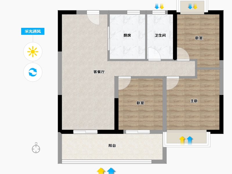 江苏省-南通市-龙信·骏园-79.20-户型库-采光通风