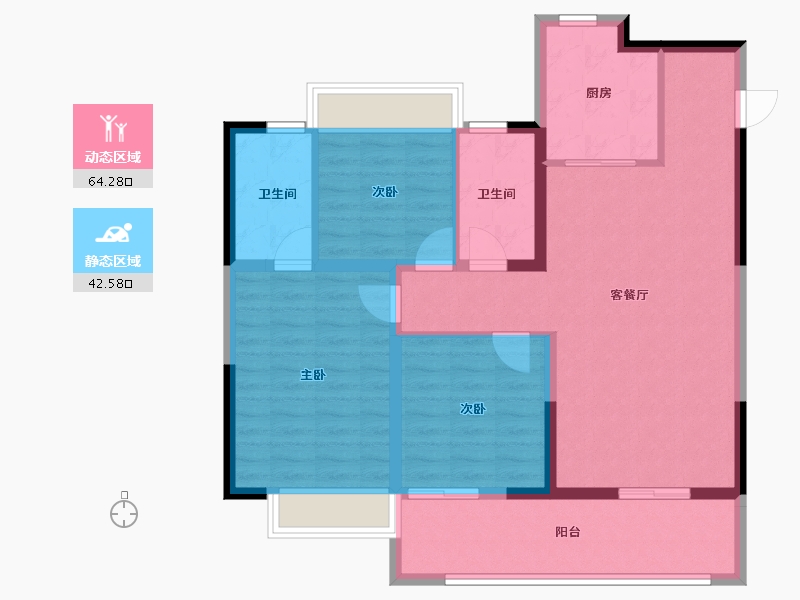 江苏省-南通市-龙信·骏园-95.99-户型库-动静分区