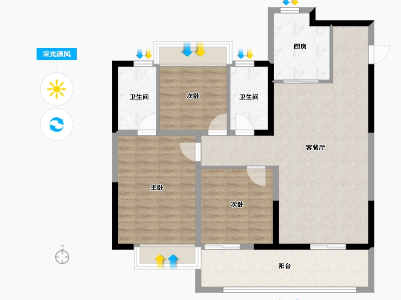 江苏省-南通市-龙信·骏园-95.99-户型库-采光通风