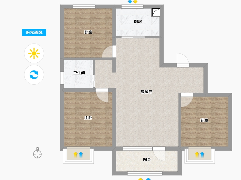 辽宁省-大连市-碧桂园·熙山郡-76.80-户型库-采光通风