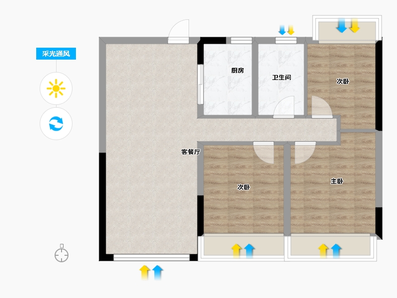 江苏省-南通市-首开紫宸江湾-74.39-户型库-采光通风