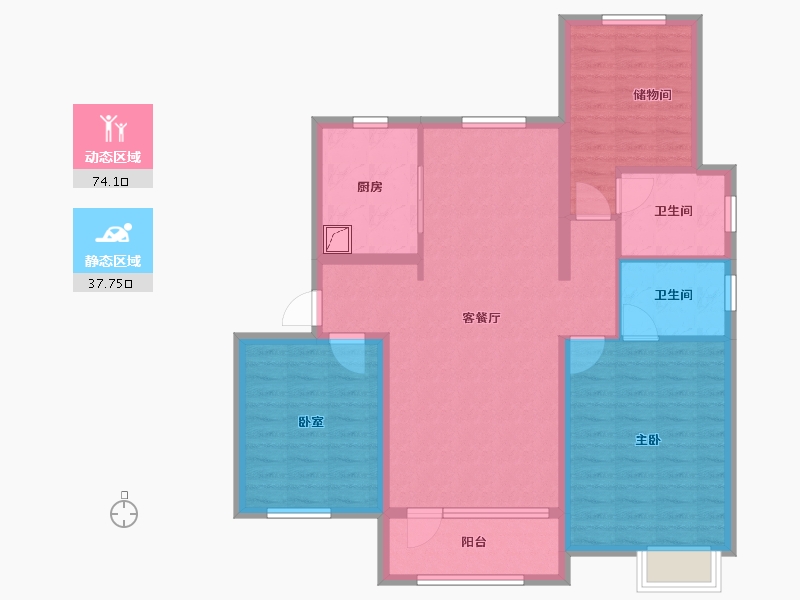 辽宁省-大连市-中海公园上城-100.00-户型库-动静分区