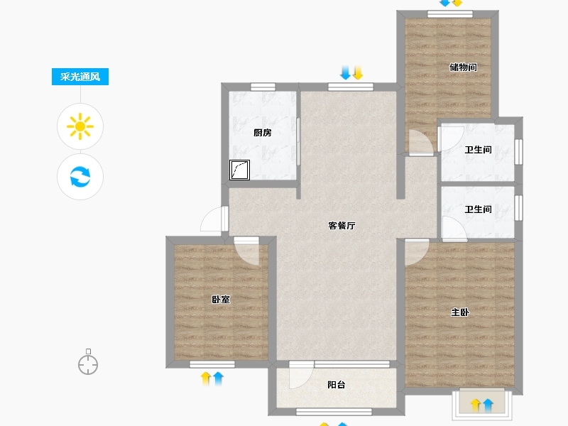 辽宁省-大连市-中海公园上城-100.00-户型库-采光通风