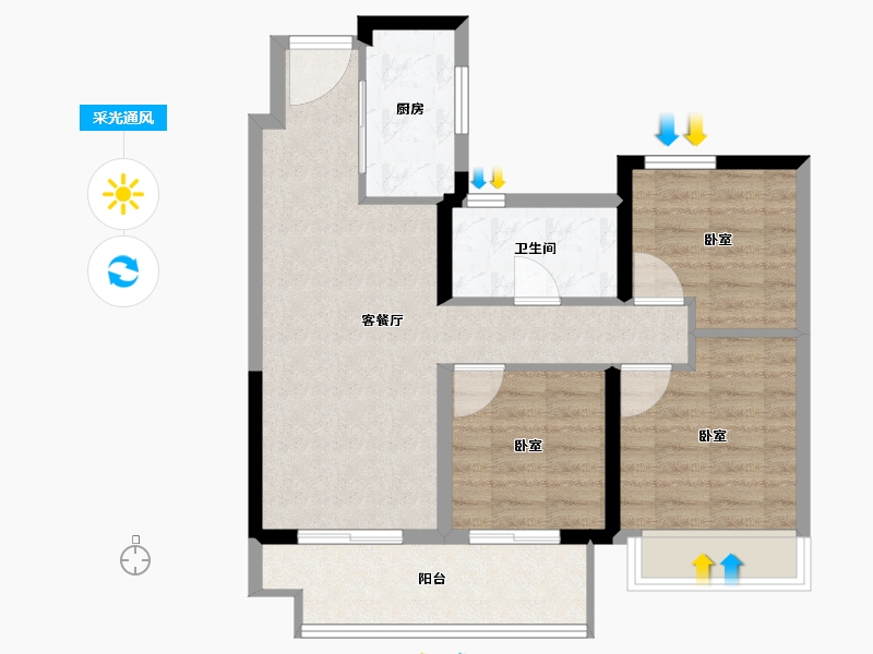 浙江省-嘉兴市-悦宸里-71.20-户型库-采光通风